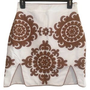 LACE the Label White Brown Cotton Cutout Skirt Size Small